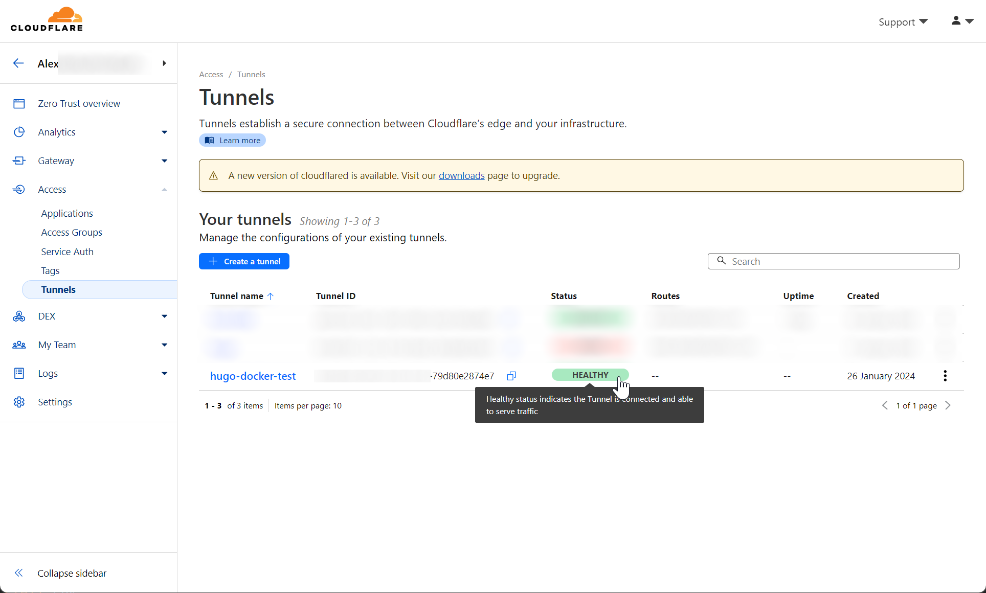 Cloudflare - Confirm Tunnel is Healthy