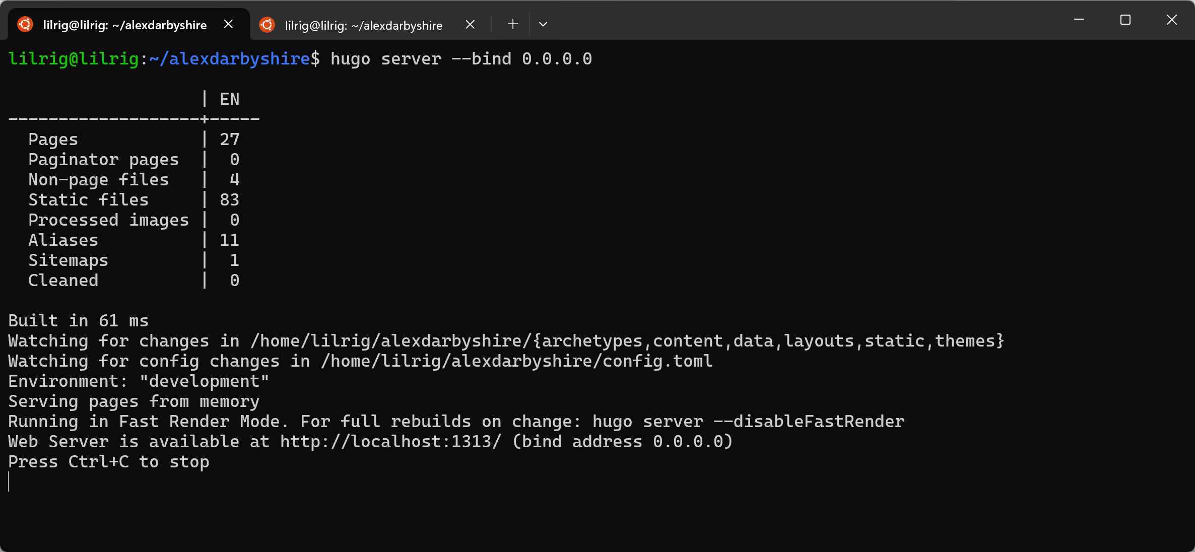 Test the Site - Start the Hugo Server