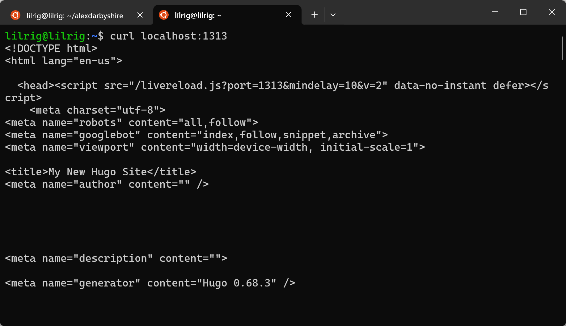 Test the Site - Curl
