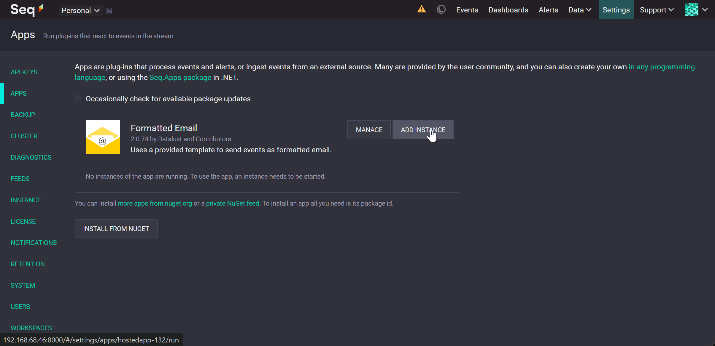 Add Seq.App.Email Instance