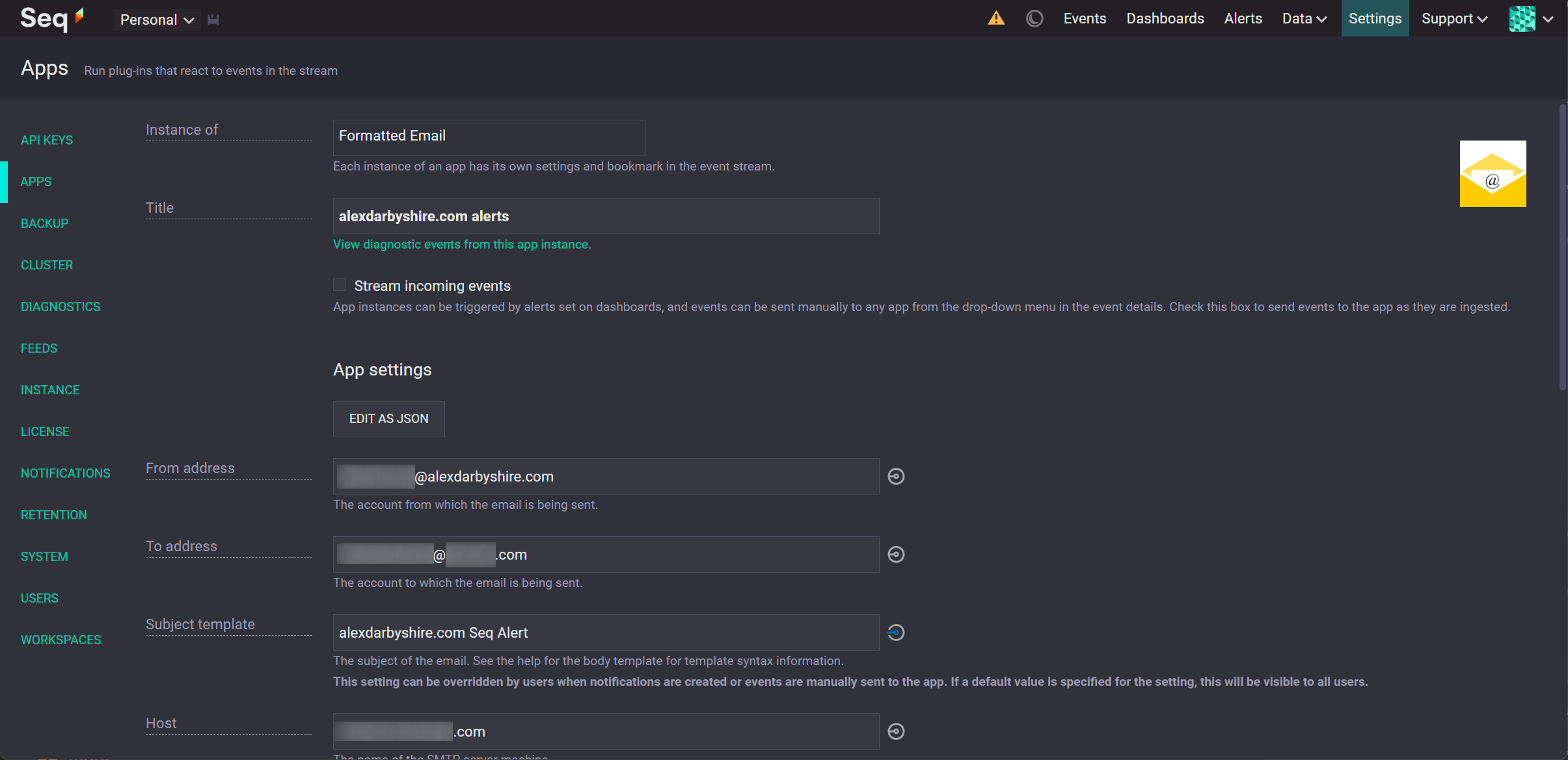 Configure Seq.Mail.Instance Part 1