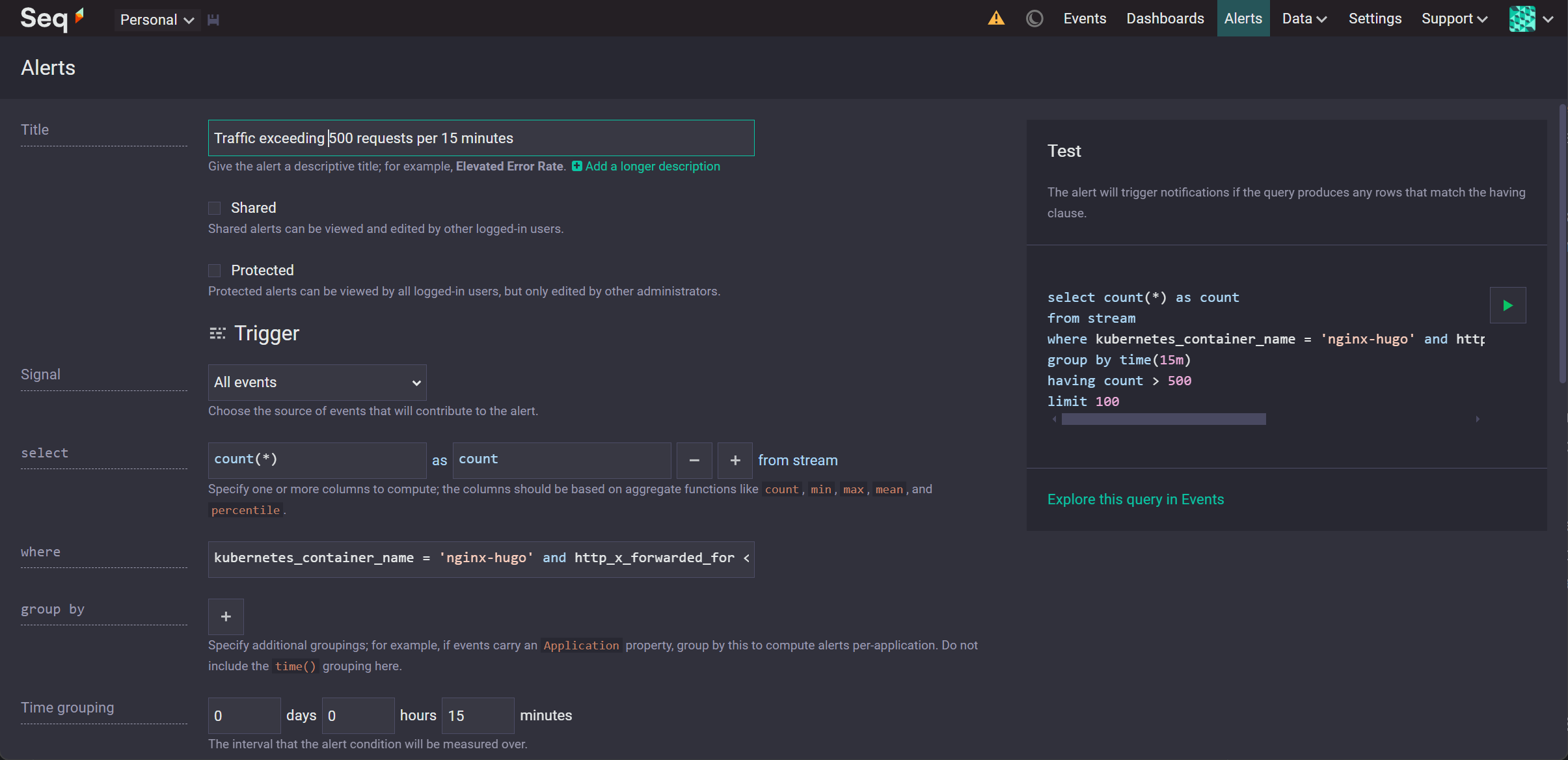 Add an Alert to Seq Part 1