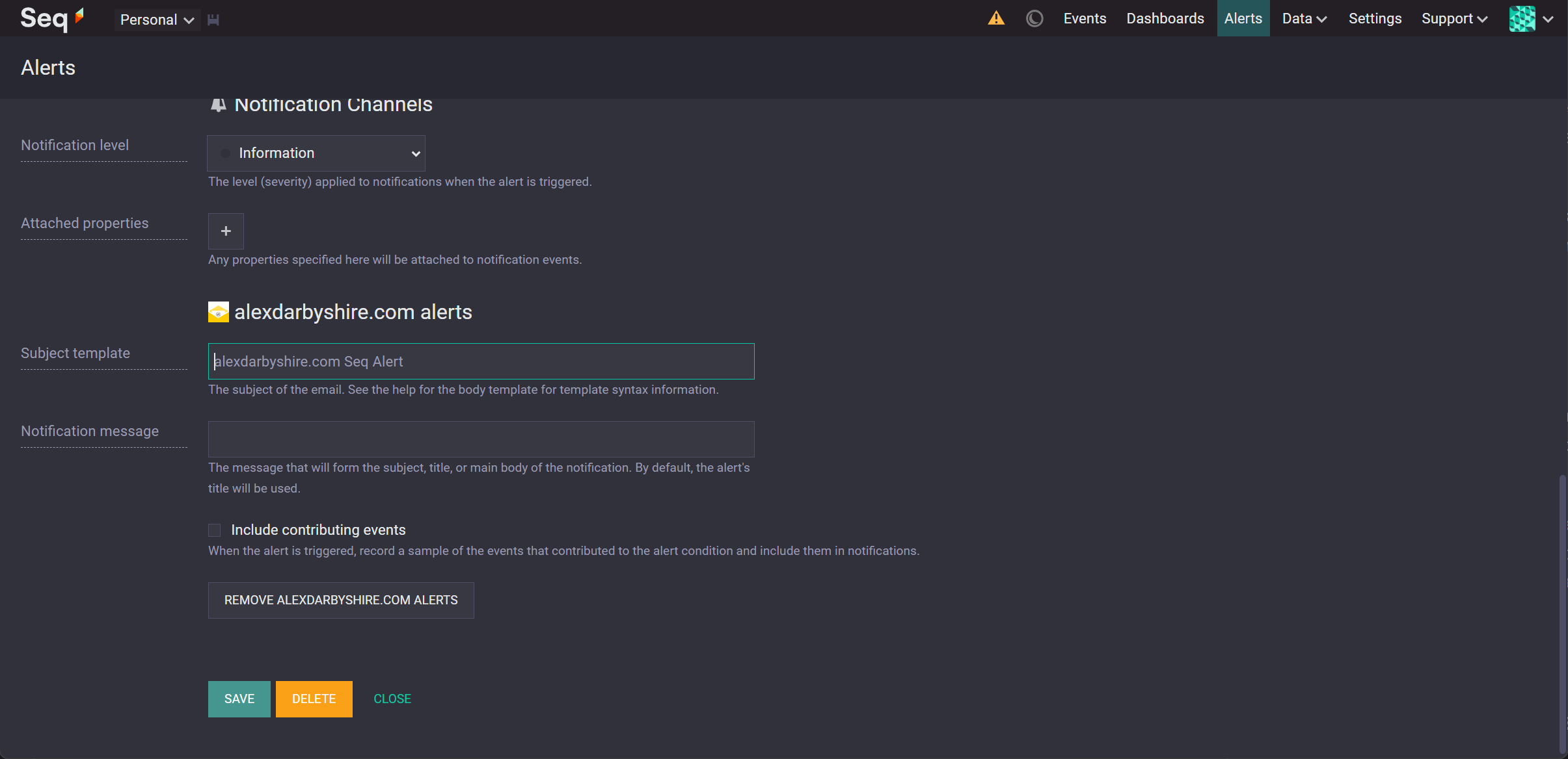 Add an Alert to Seq Part 2