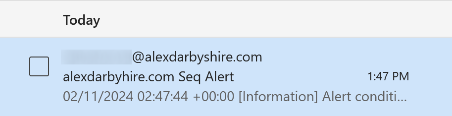 Alert Email Received
