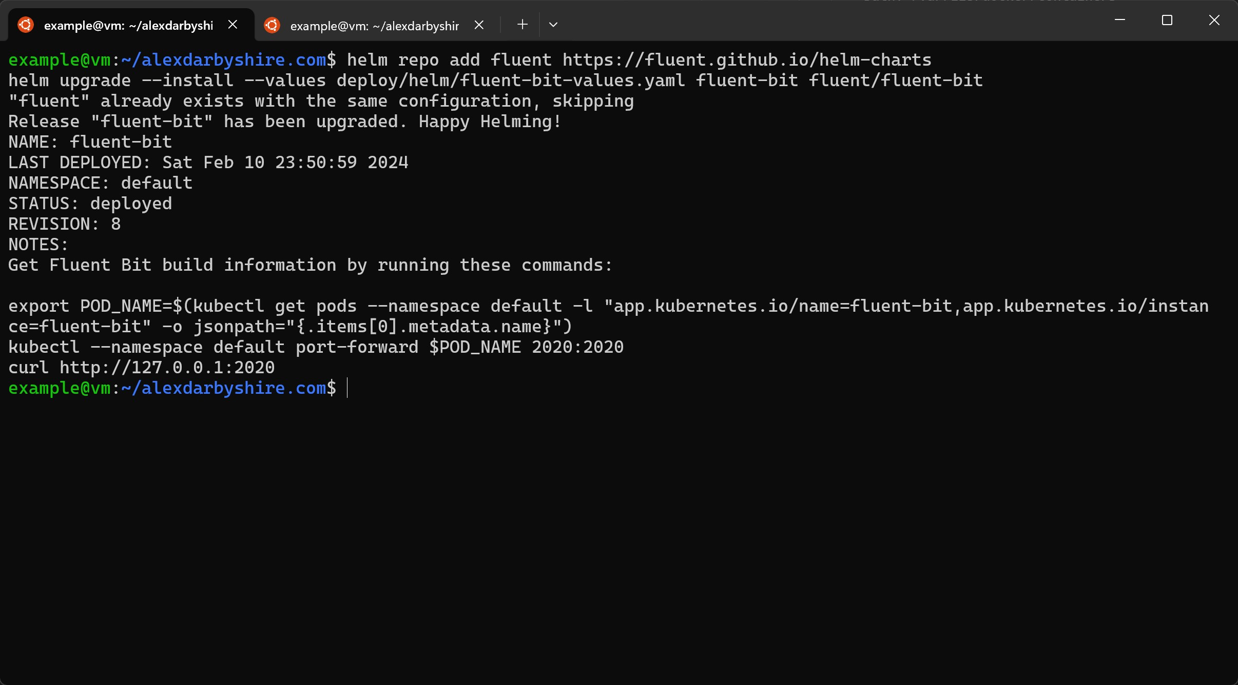 Install Fluent Bit using Helm