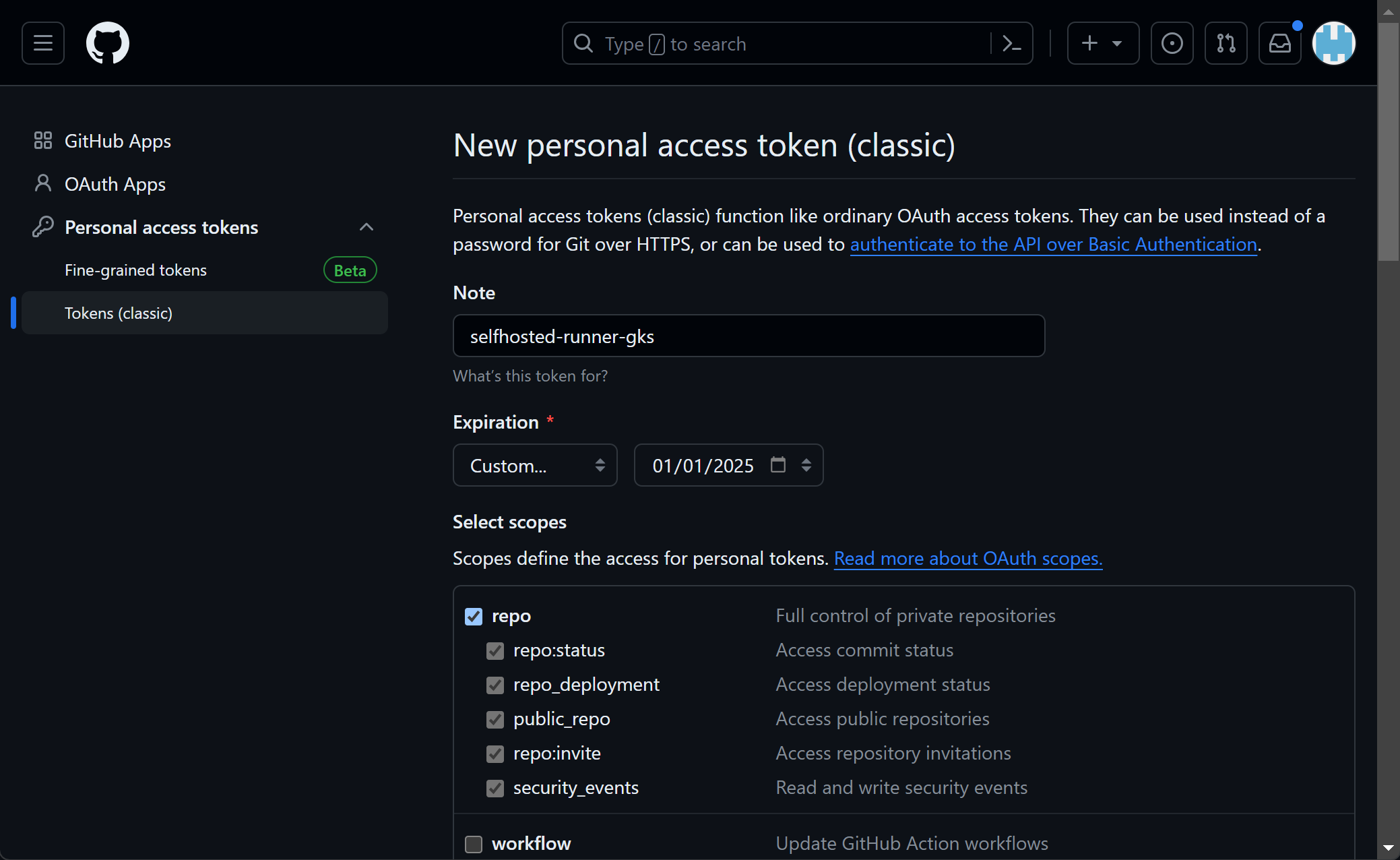 Give Personal Access Token Repo Permissions