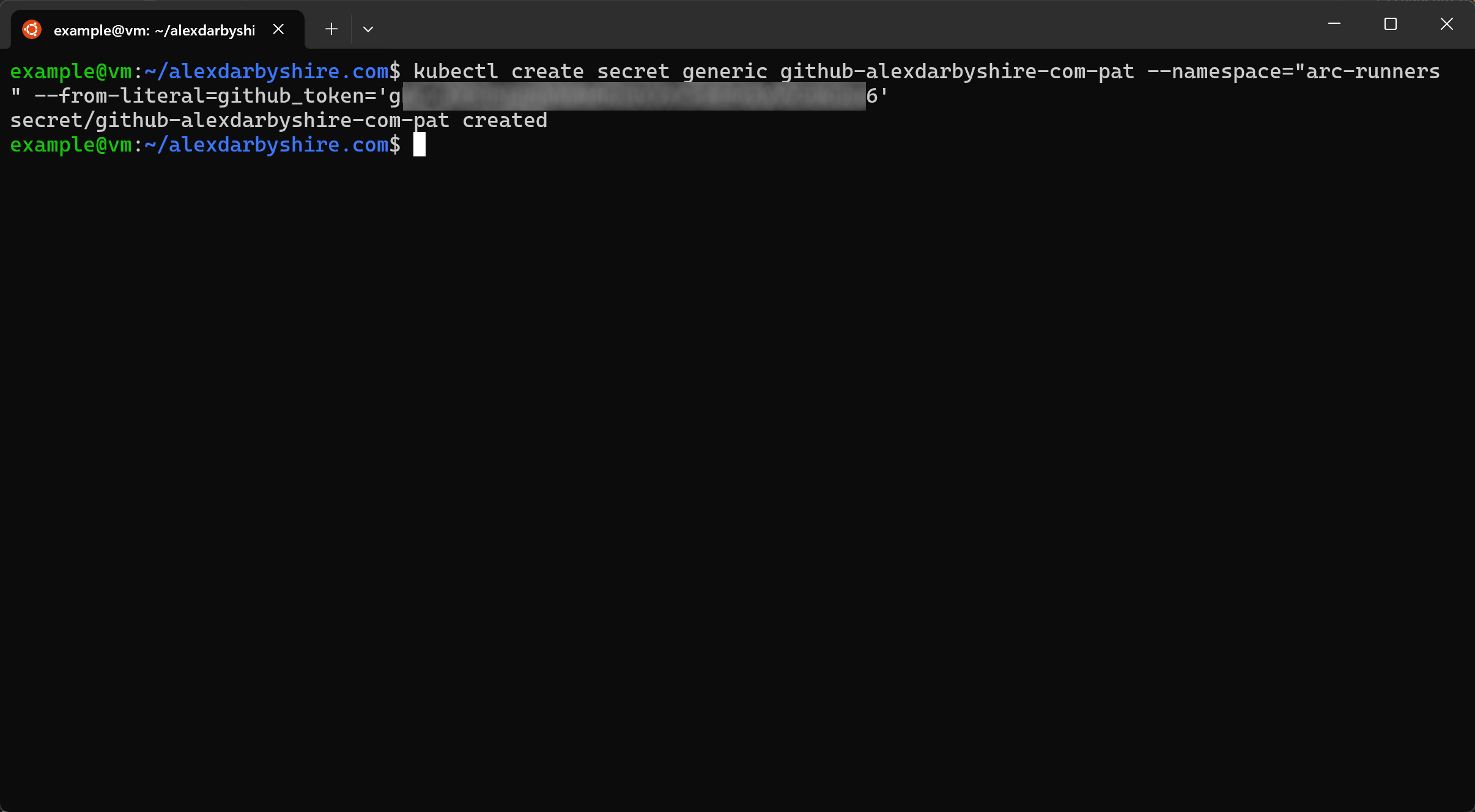 Add Personal Access Token to Kubernetes Secrets