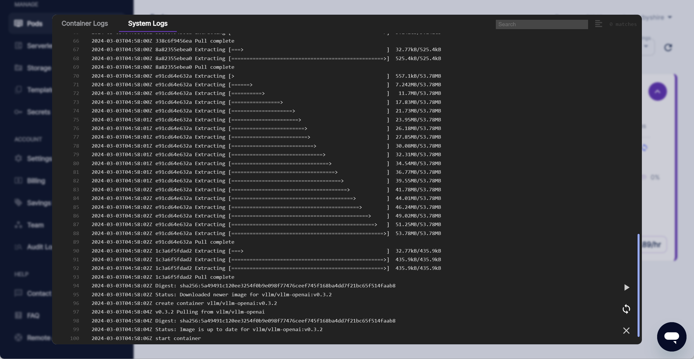 View System Logs on RunPod