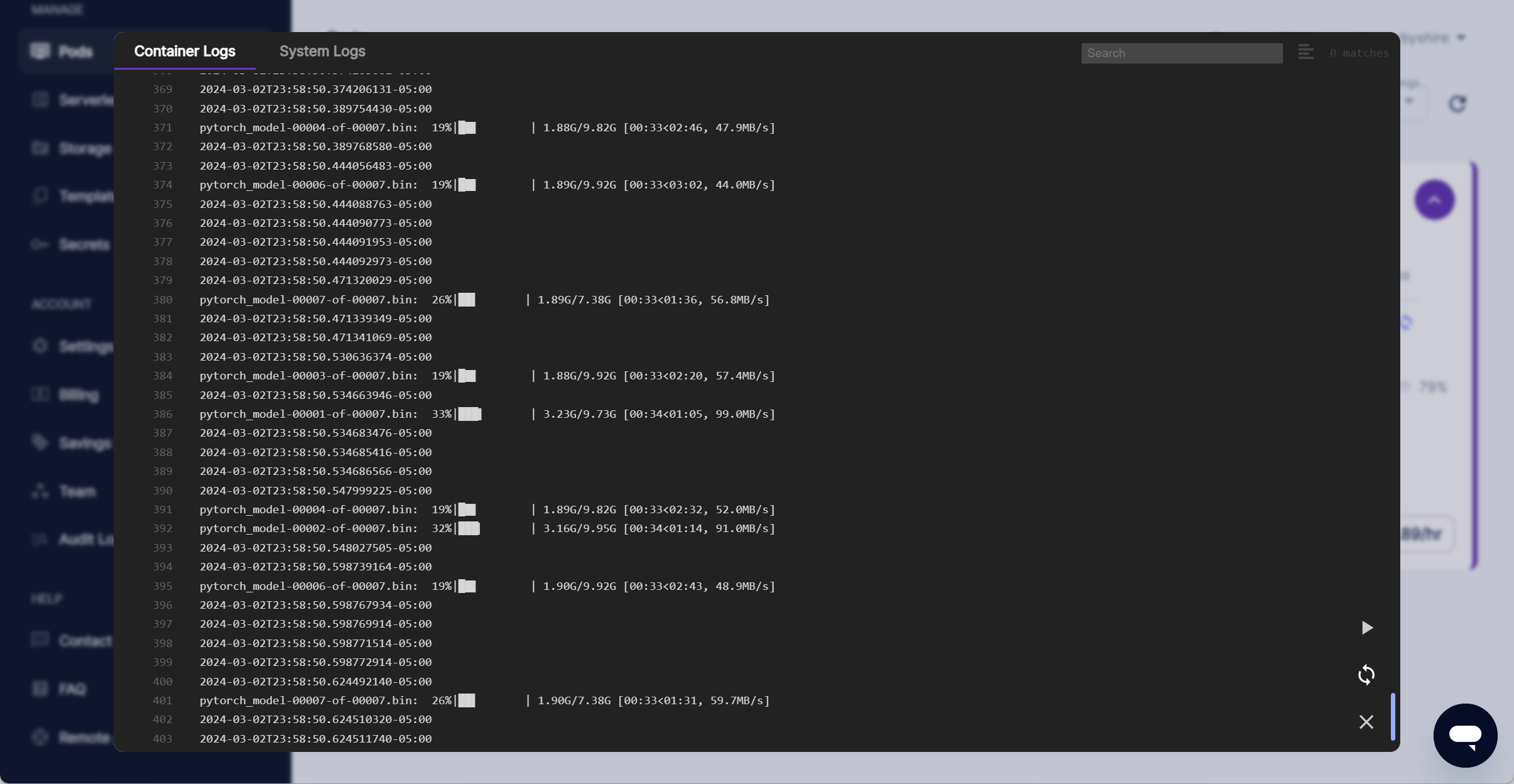 View Container Logs on RunPod